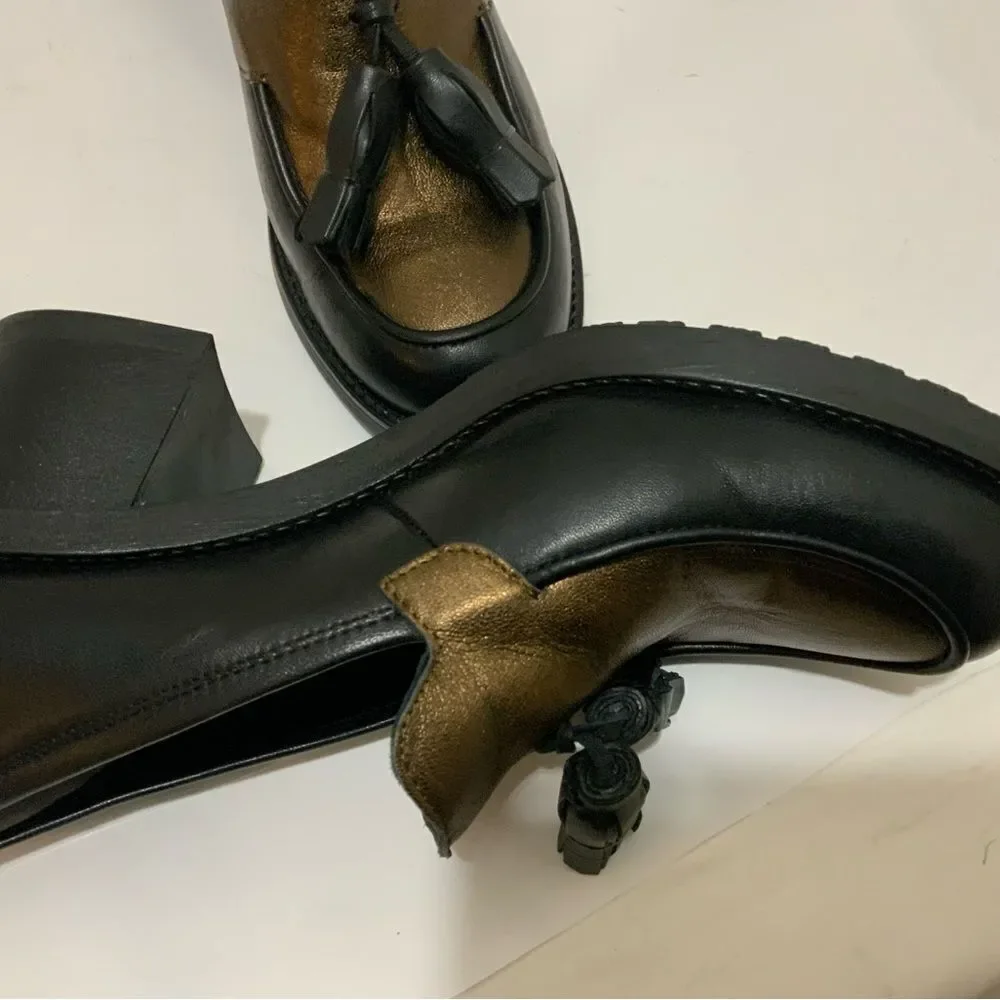 Tosca Blu tassel  Shoe bronze black leather Size 41 EUR / 9 US
